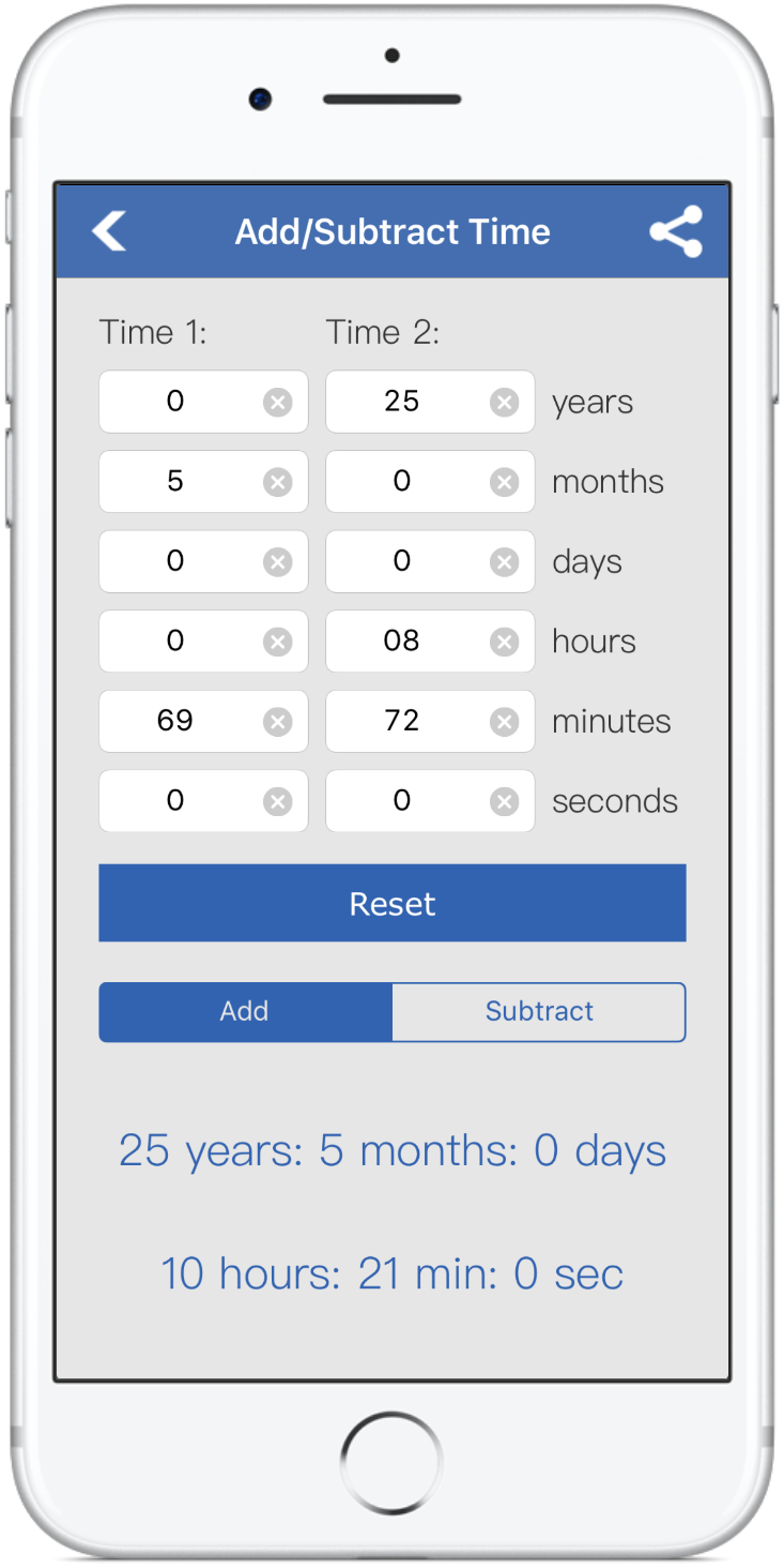 subtract date time calculator